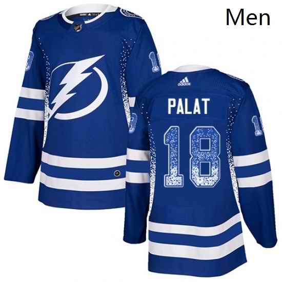 Mens Adidas Tampa Bay Lightning 18 Ondrej Palat Authentic Blue Drift Fashion NHL Jersey